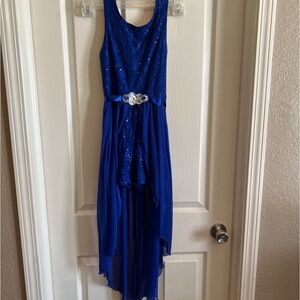 B Wear Girl Size 10 Girls Royal Blue Sequence Sheer Dress Skort Sleeveless